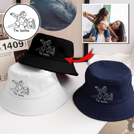 Individuelles Foto – Personalisierter, bestickter Fischerhut für die ganze Familie
