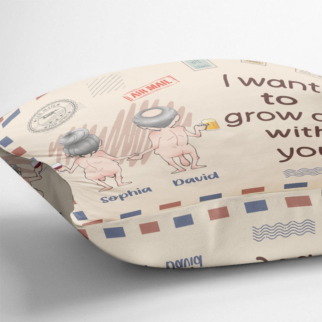 I Want To Grow Old With You - Personalized Couple Throw Pillow
