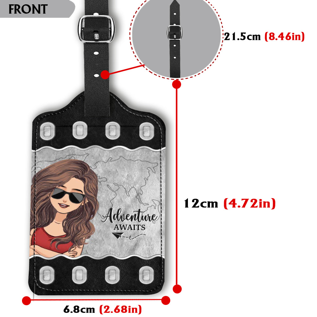 It's Time For New Adventure - Travelling gift for mom, daughter, granddaughter, wife, girlfriend, friend - Personalized Leather Luggage Tag