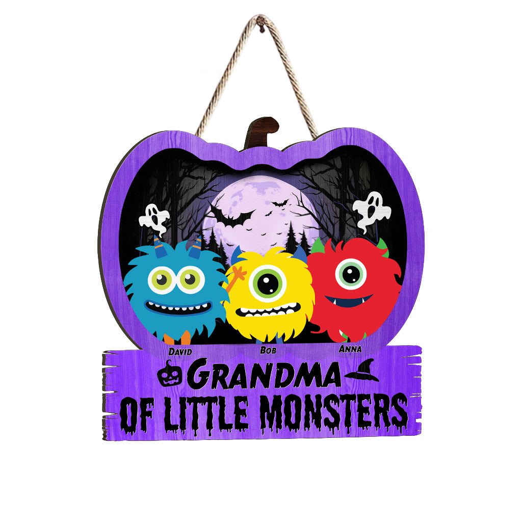 Grandma Of Little Monsters - Personalized Grandma Wood Sign