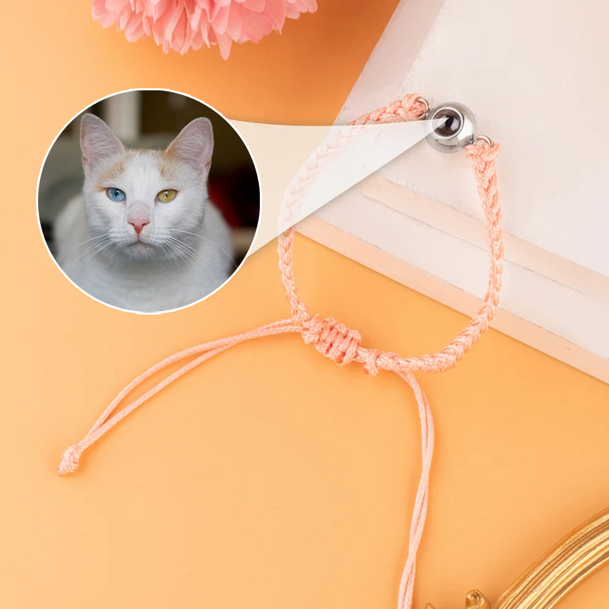 Katzenliebhaber - Personalisiertes Armband mit Katzenprojektion