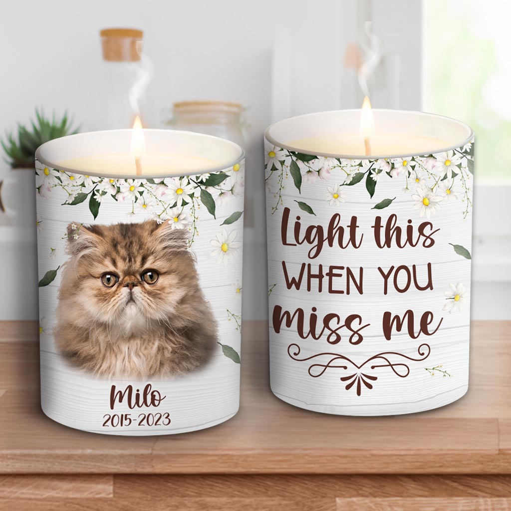 Zünde diese Kerze an, wenn du mich vermisst – Geschenk für Hundebesitzer und Katzenliebhaber – Personalisierte Kerze mit Holzdeckel