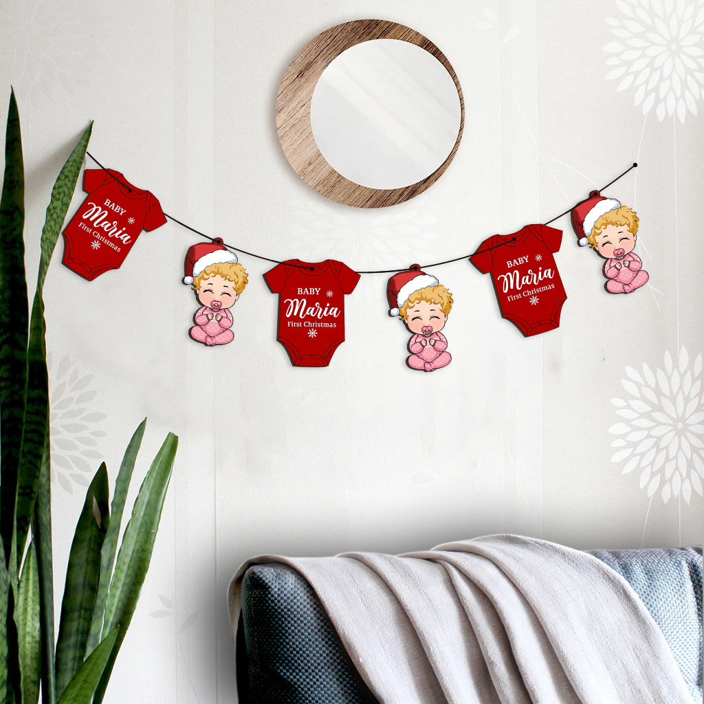Guirlande personnalisée de 6 pièces pour le premier Noël de bébé - Cadeau de naissance