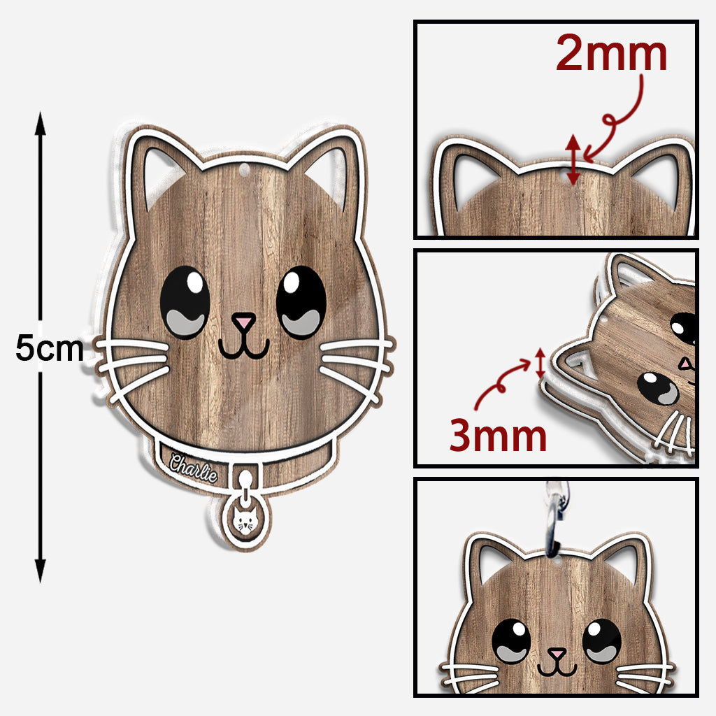 Niedliche Katze – personalisierter Katzen-Schlüsselanhänger