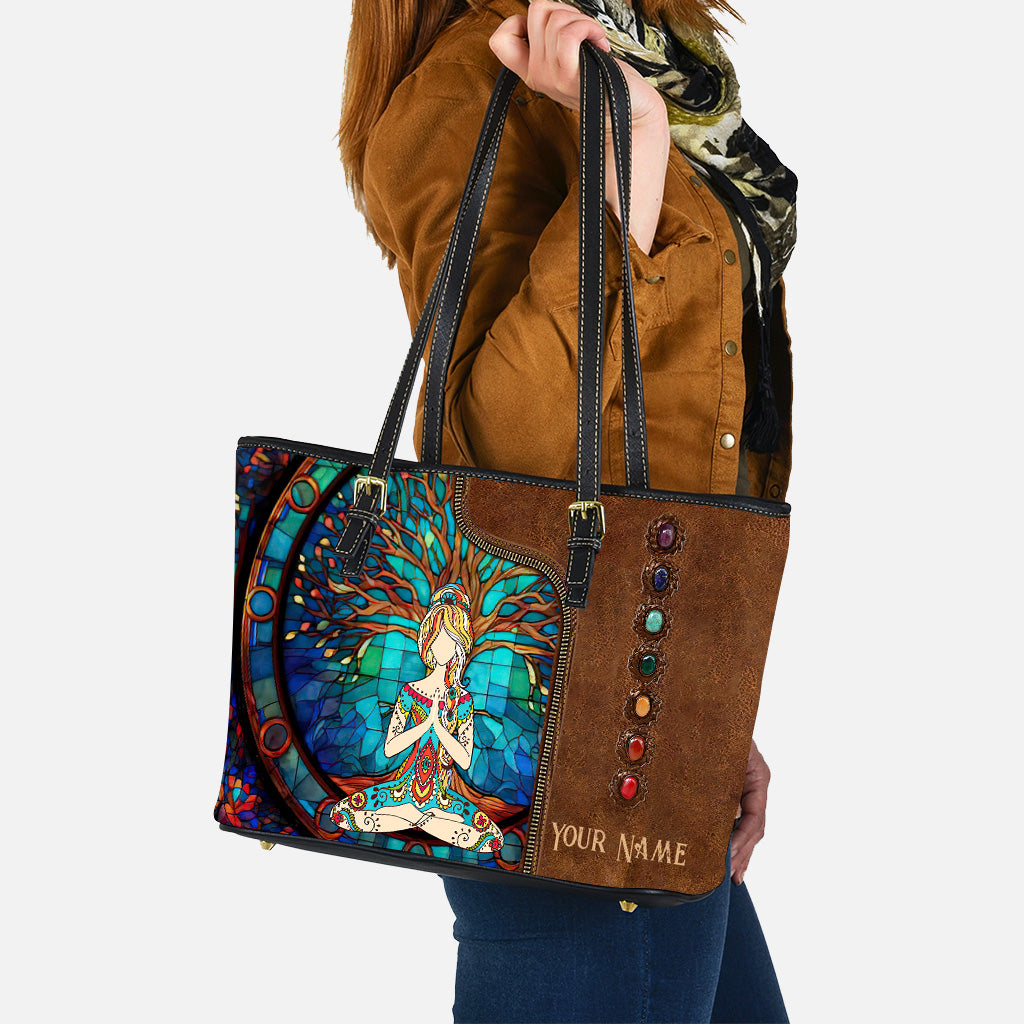 Namaste Green - Sac de yoga personnalisé en cuir