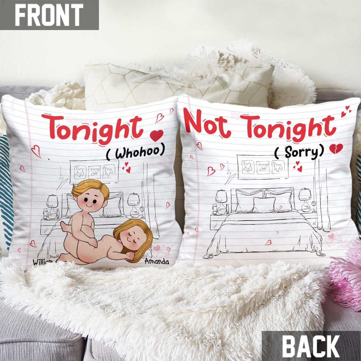Tonight - Personalized Couple Throw Pillow