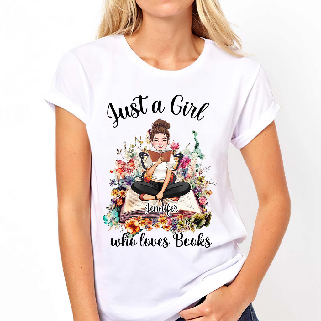 Einfach ein Mädchen, das Bücher liebt – personalisiertes Buch-T-Shirt und Hoodie