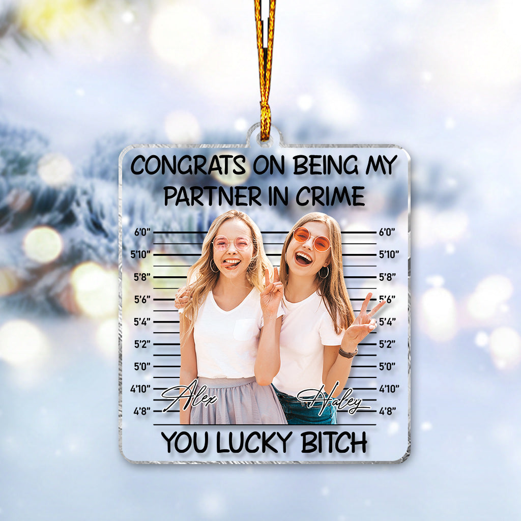 Félicitations pour être ma complice ! - Cadeau pour une amie - Ornement transparent personnalisé