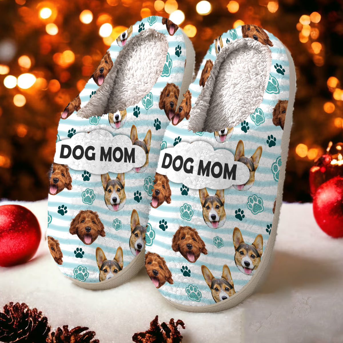 Maman de chien - Pantoufles personnalisées pour chien