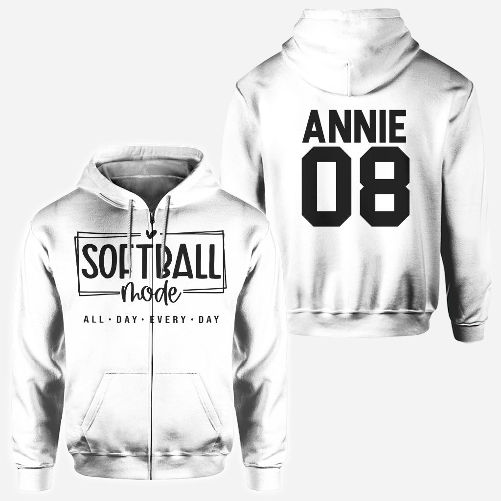 Softball-Modus den ganzen Tag - Personalisiertes Softball-Shirt
