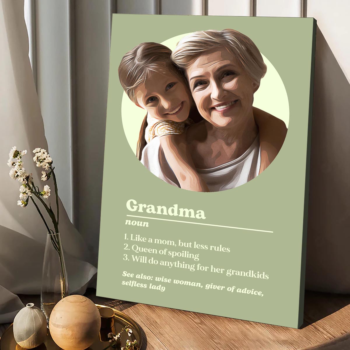 Définition du portrait de grand-mère - Toile et affiche personnalisées pour grand-mère