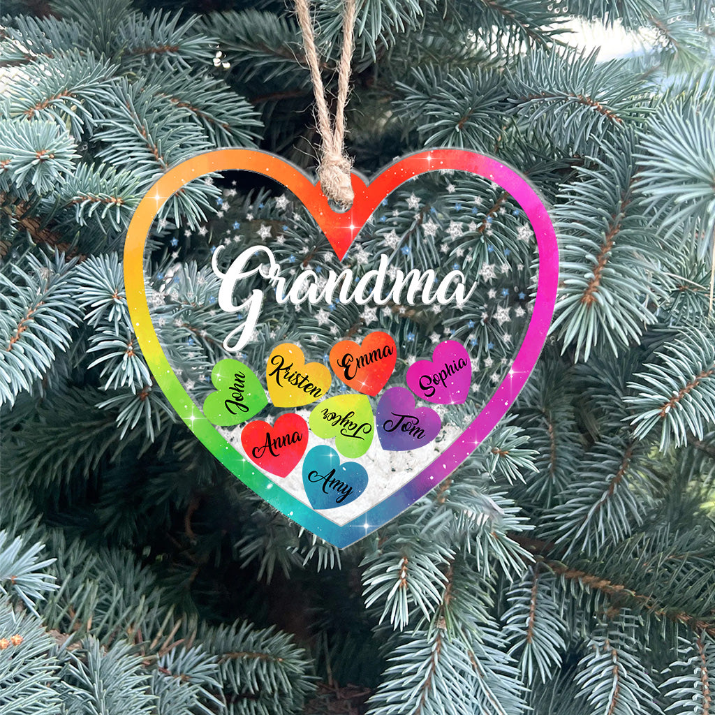 Grand-mère et petits-enfants - Cadeau pour grand-mère - Ornement à secouer personnalisé à 3 couches