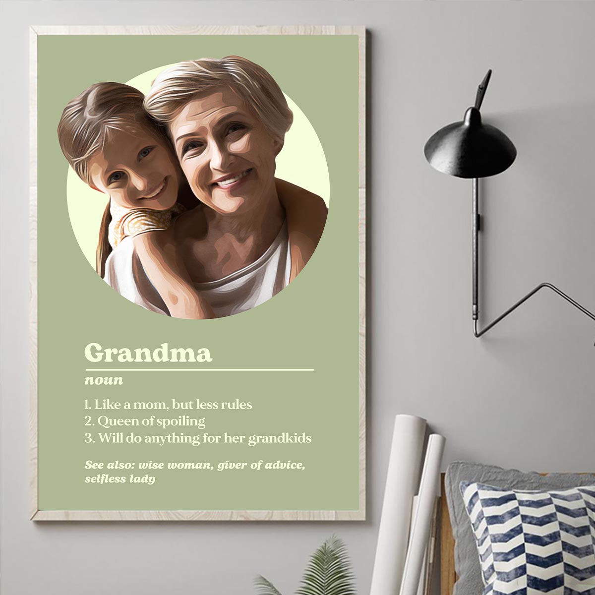 Définition du portrait de grand-mère - Toile et affiche personnalisées pour grand-mère