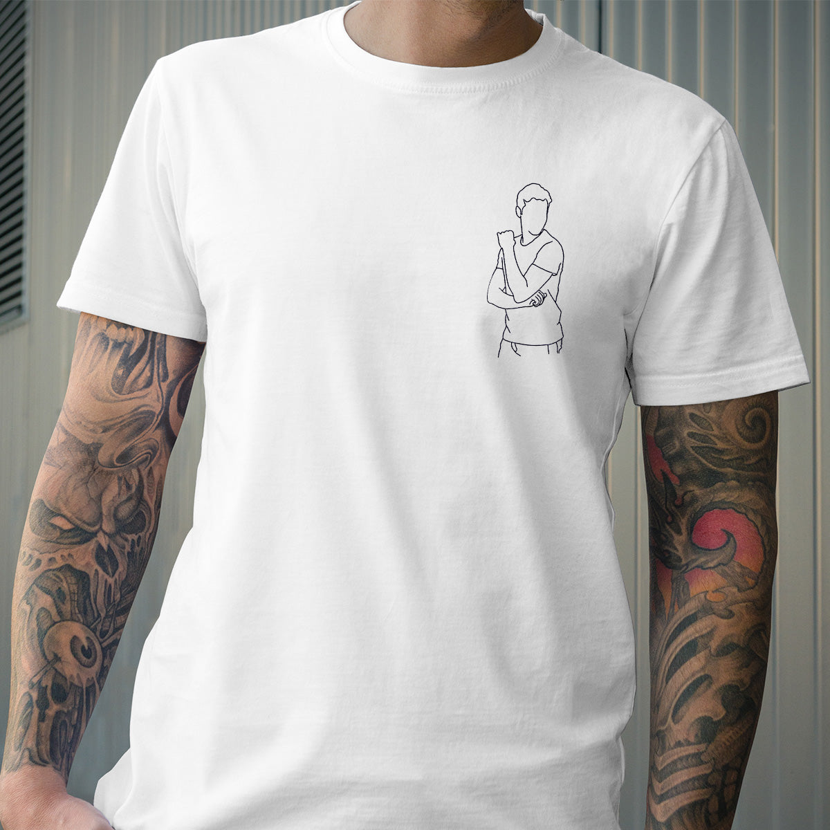 T-shirt brodé personnalisé pour petit-fils - Illustration au trait