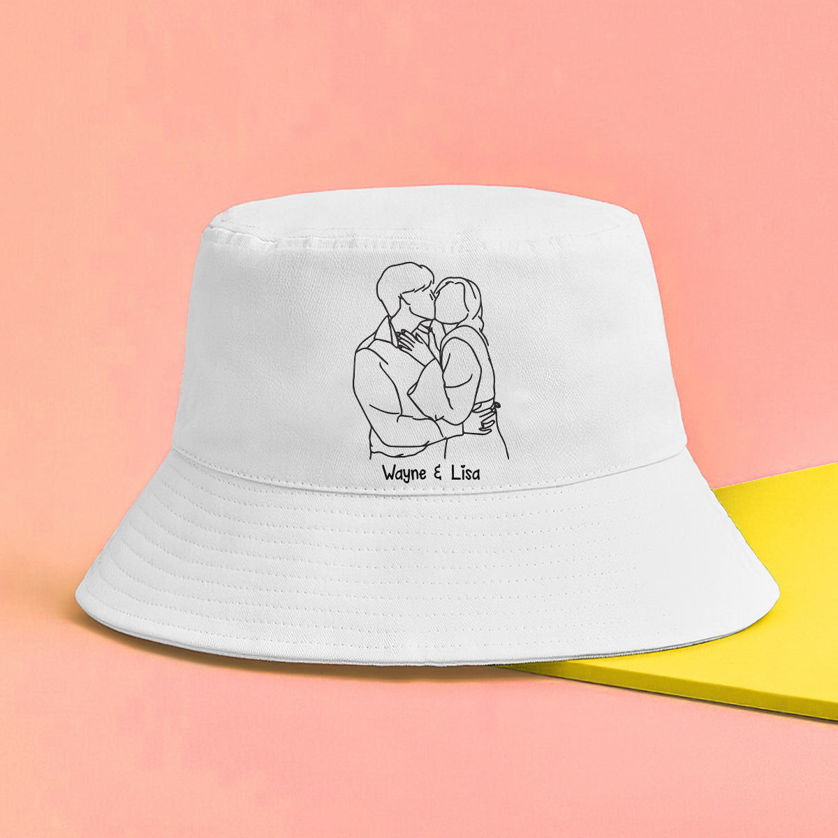 Custom Photo - Personalized Couple Embroidered Bucket Hat