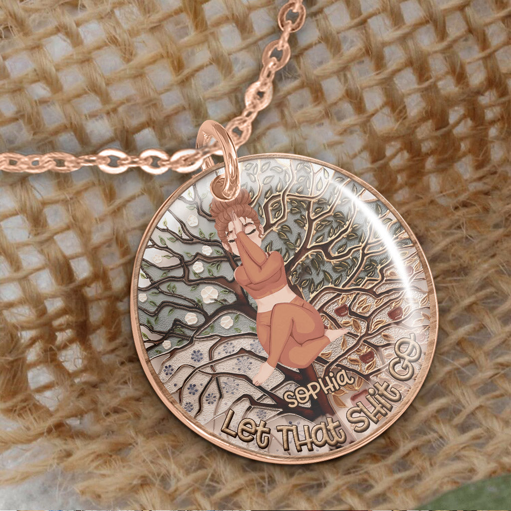 Lâchez prise - Collier pendentif rond de yoga personnalisé