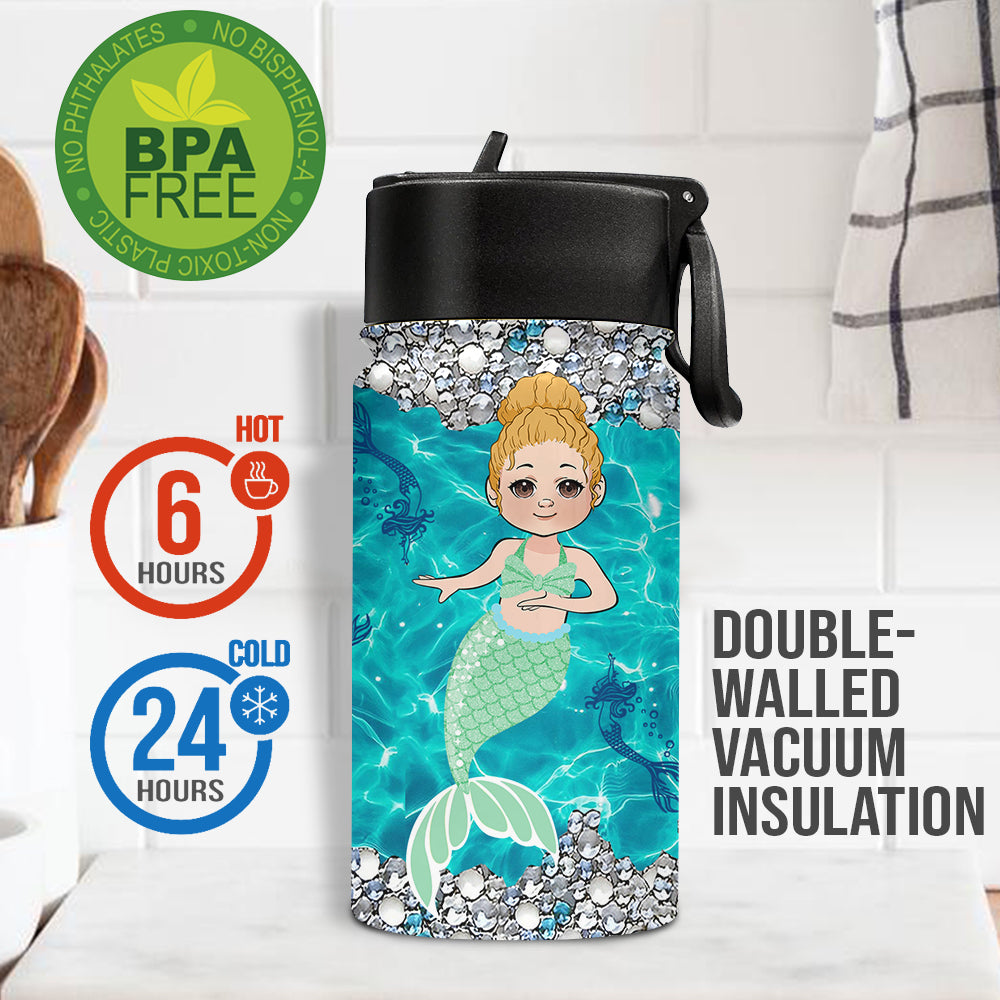 Kleine Meerjungfrau – Personalisierte Familien-Wasserflasche für Kinder