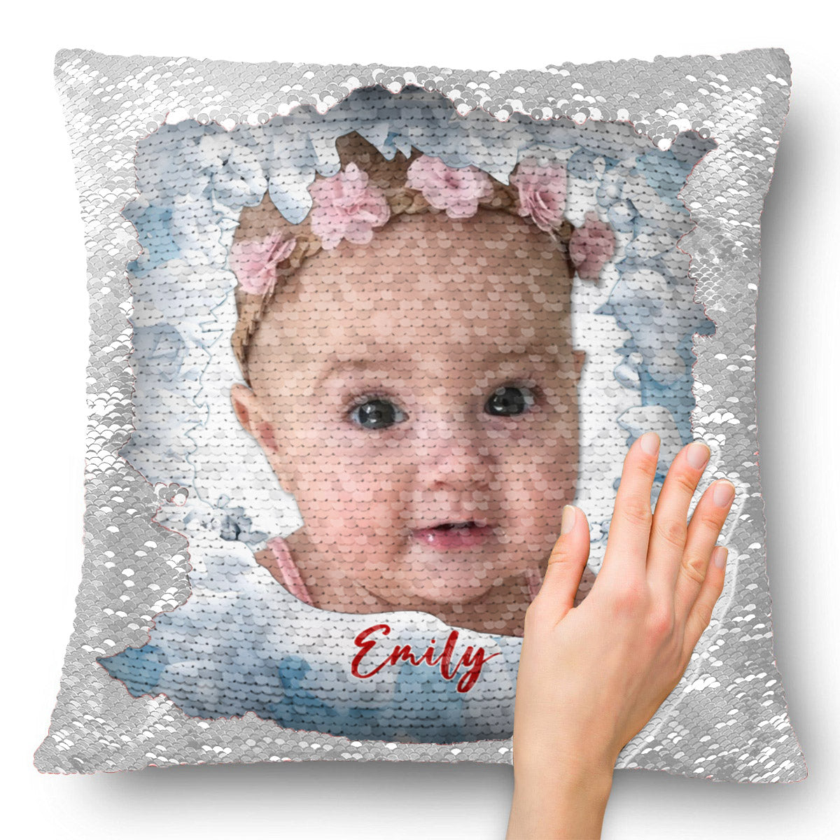 Mes enfants - Housse de coussin à sequins personnalisée pour enfant 