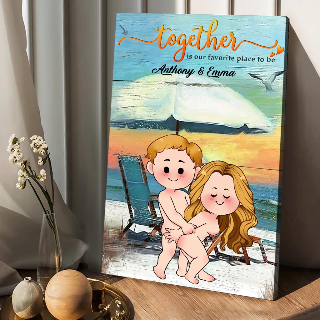 Together Is Our Favorite Place To Be - Personalized Couple Canvas And Poster