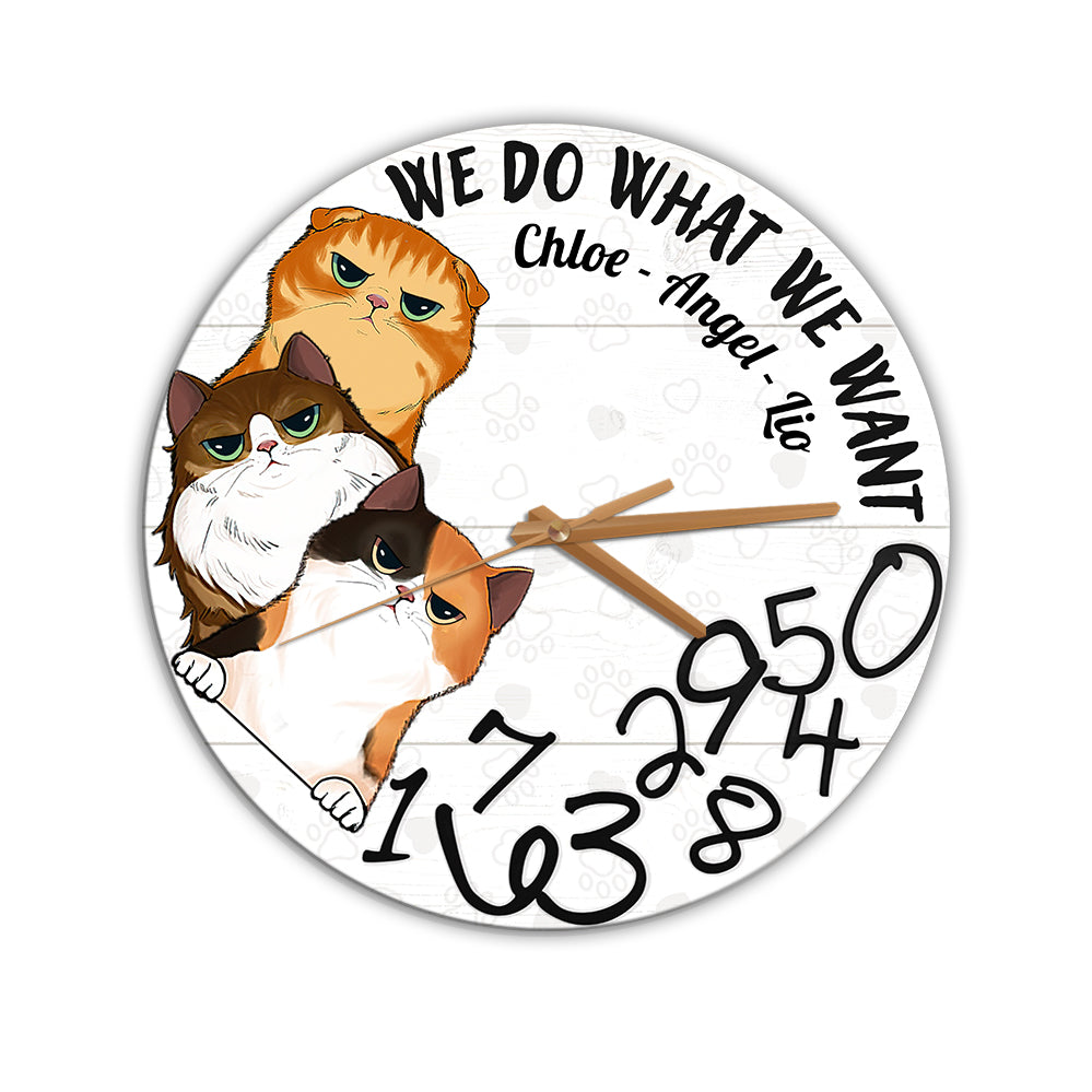 Ich mache, was ich will – personalisierte Katzen-Wanduhr