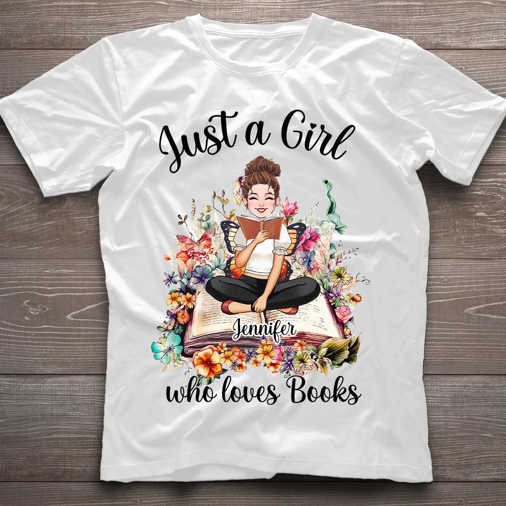 Einfach ein Mädchen, das Bücher liebt – personalisiertes Buch-T-Shirt und Hoodie