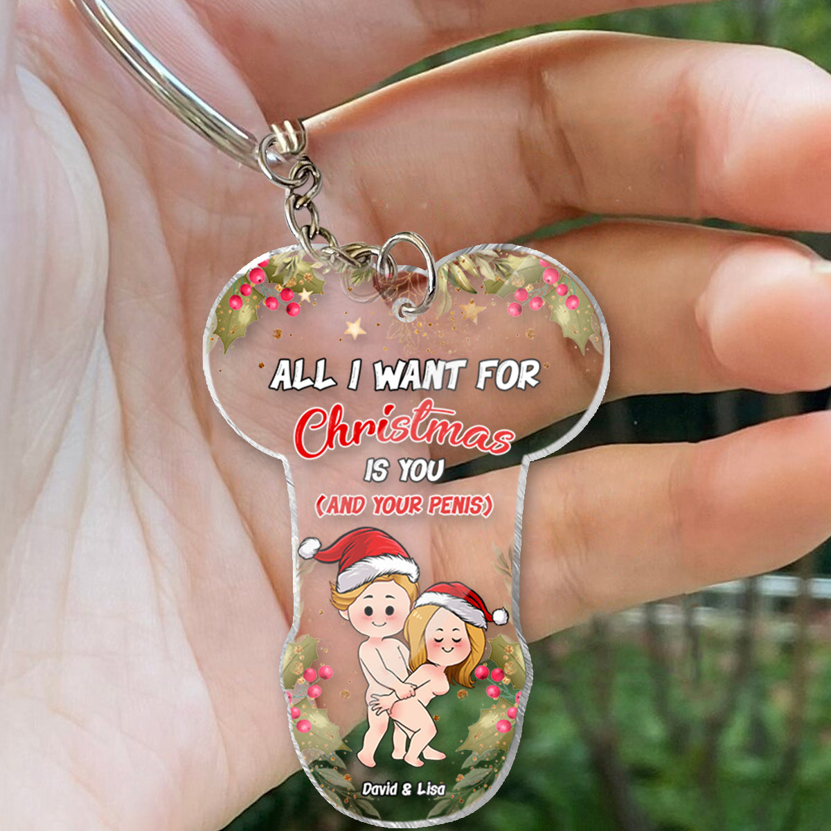 All I Want For Christmas - Personalized Couple Keychain