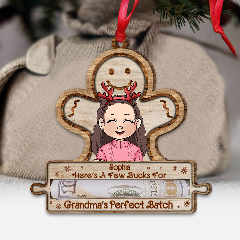 Here's A Few Bucks For Grandma's Perfect Batch - Gift for grandma, granddaughter, grandson, son, daughter - Personalized Ornament