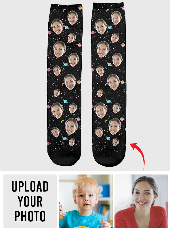 Personalisierte Socken mit Galaxy-Gesichtsmotiven – Tantensocken