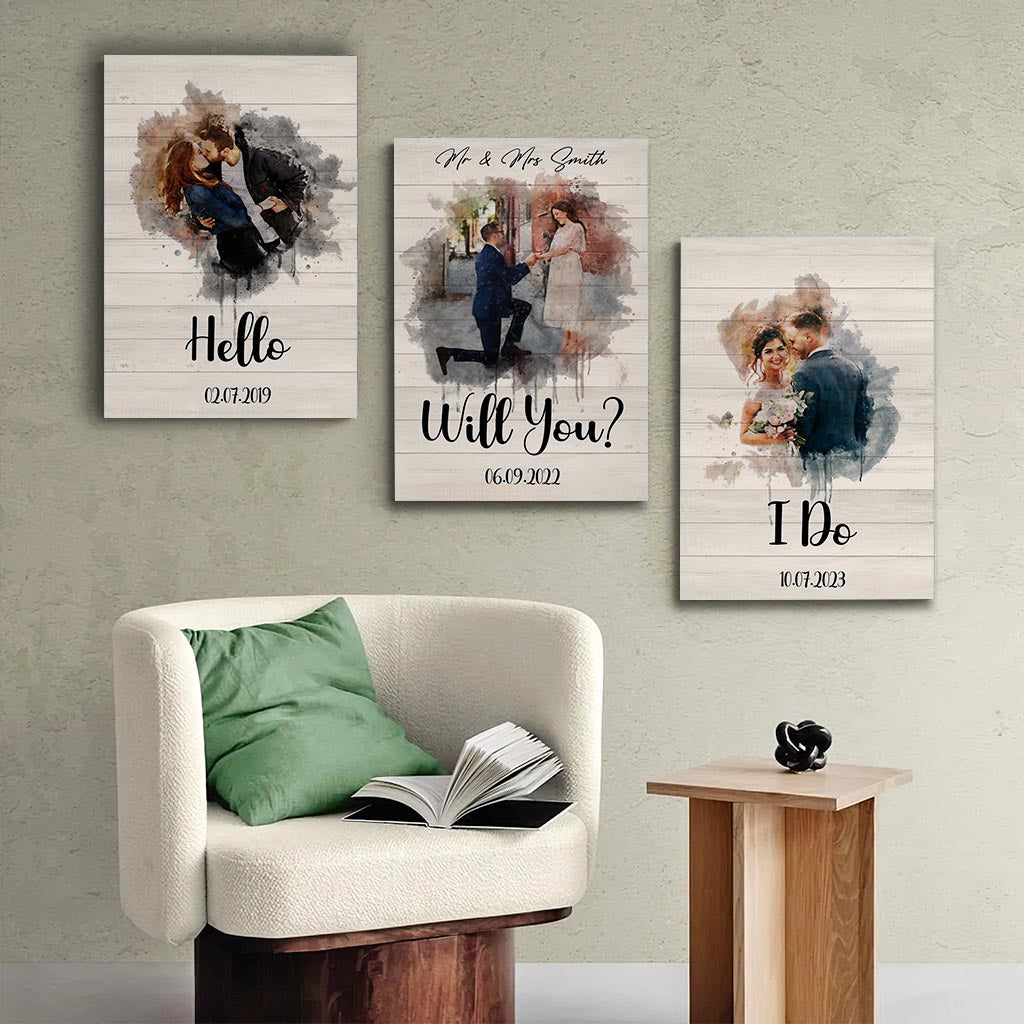 From Hello Till I Do - Personalized Husband And Wife Poster & Canvas Set