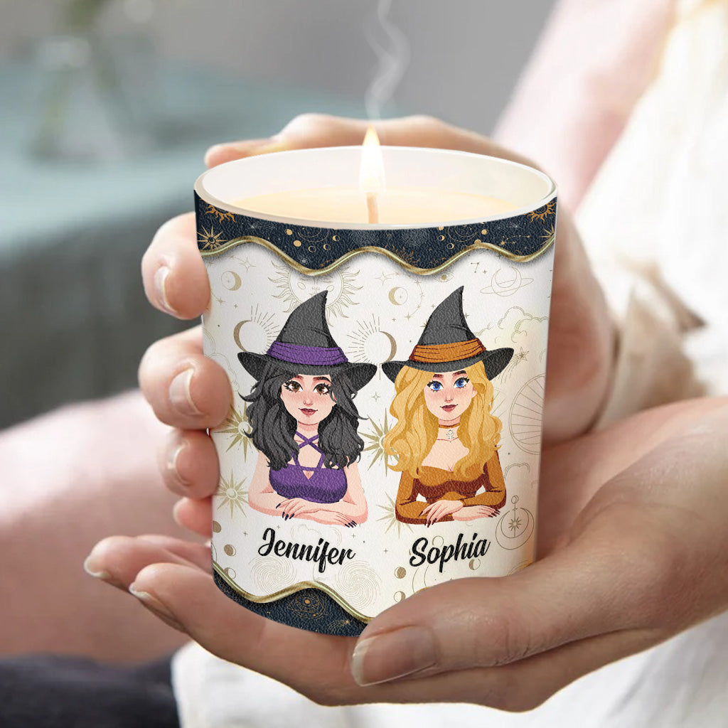 We're Not Sugar And Spice - Personalized Witch Candle With Wooden Lid