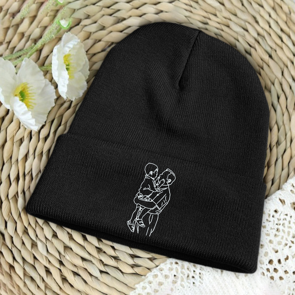 Custom Photo - Personalized Grandpa Embroidered Beanie