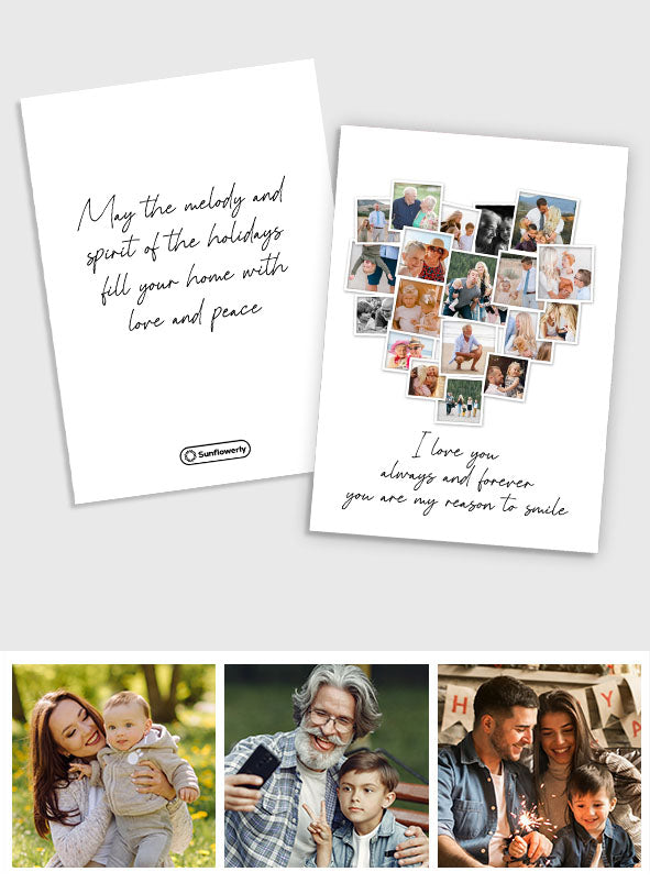 Any Message Heart Photo Upload - Personalized Greeting Card