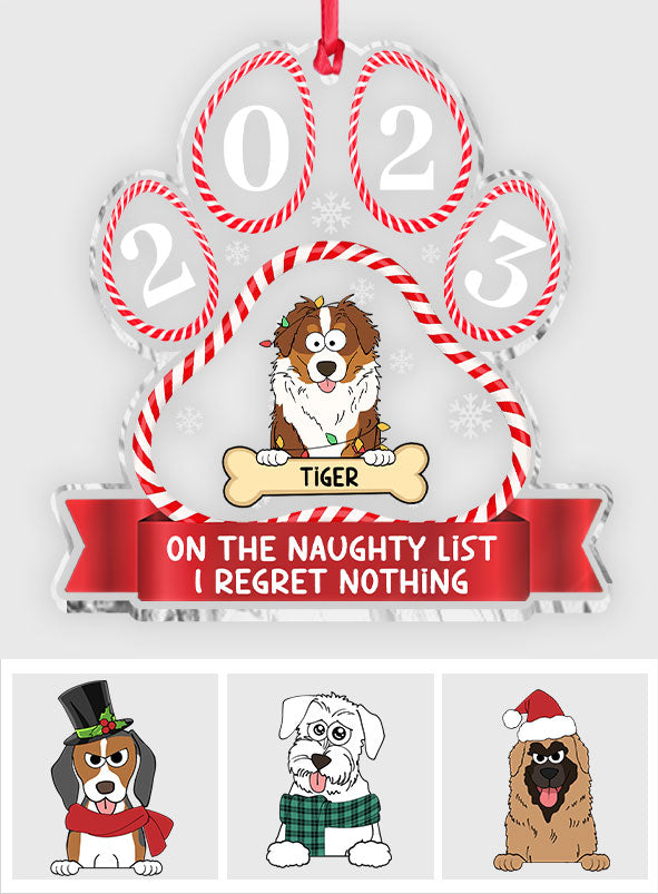 On The Naughty List - Gift for dog lovers - Personalized Transparent Ornament