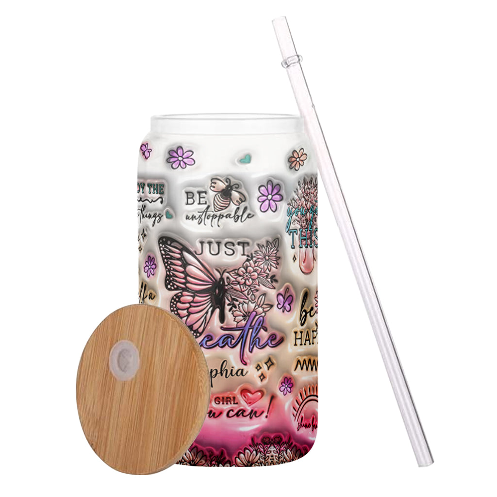 Papillon à affirmations positives - Verre papillon personnalisé