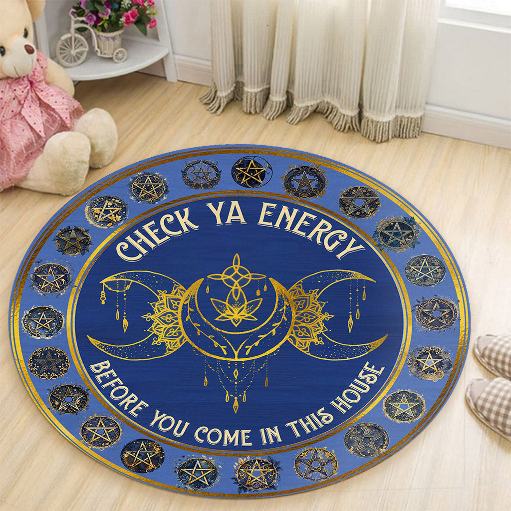 Check Your Energy - Witch Round Rug