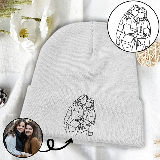 Bonnet brodé personnalisé avec photo - Bonnet brodé pour meilleure amie
