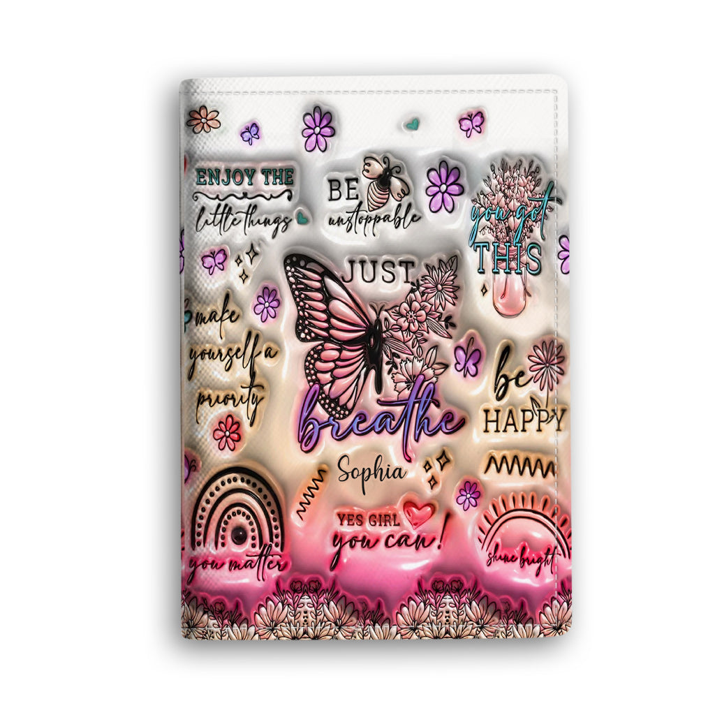 Porte-passeport papillon à affirmations positives personnalisé