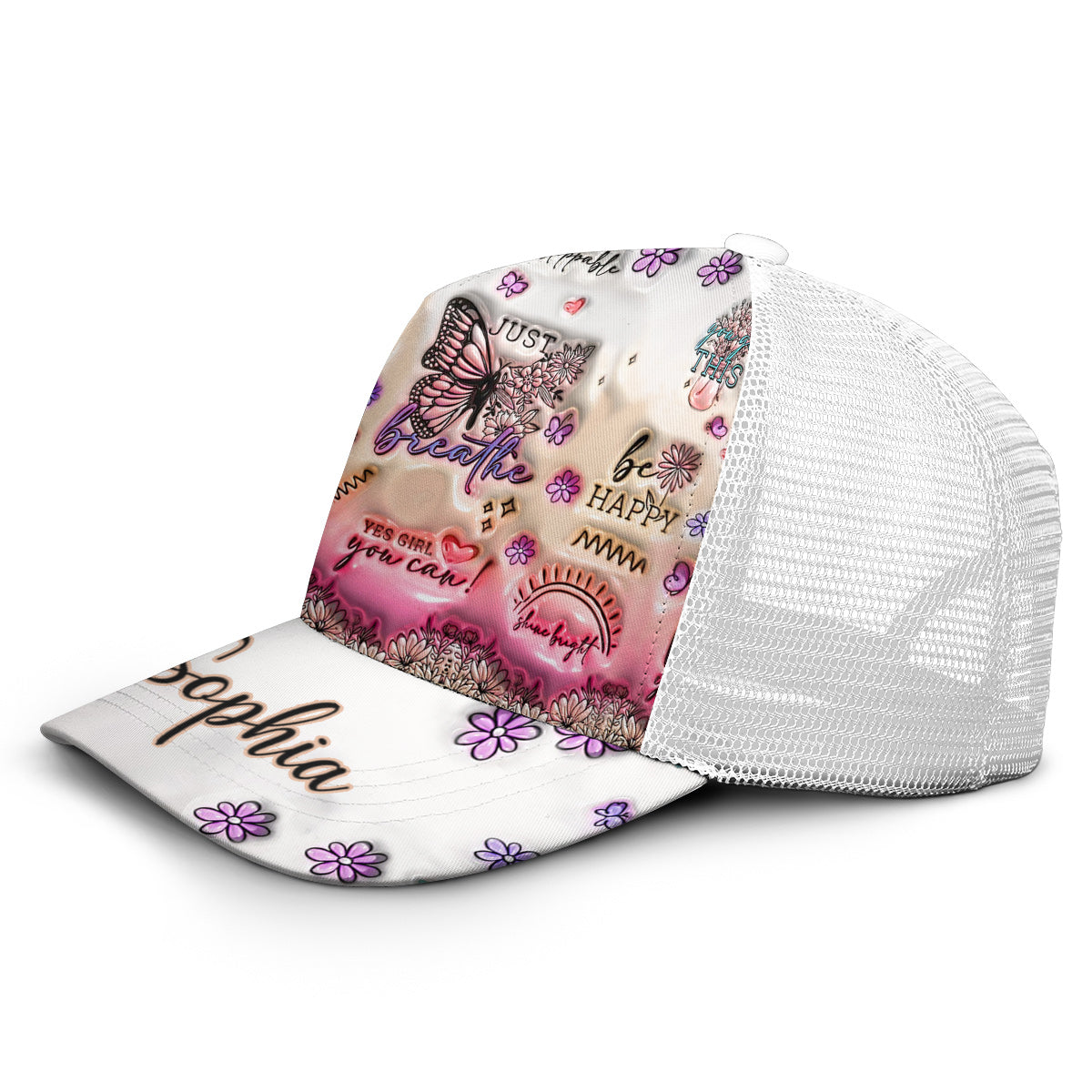 Casquette trucker papillon personnalisée avec affirmations positives