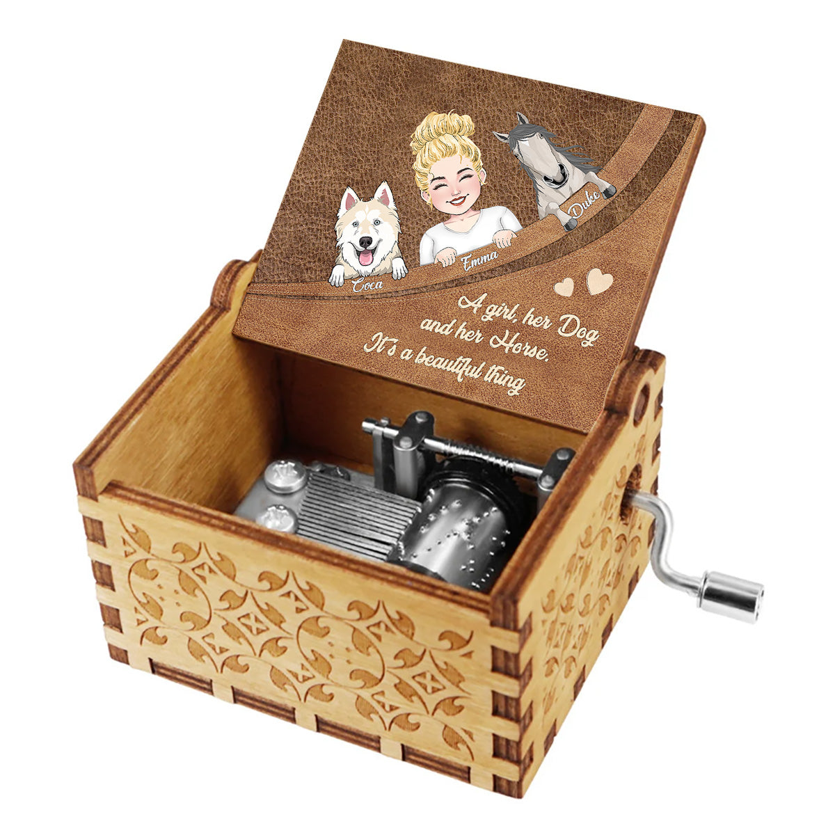 Quelle belle chose ! - Cadeau pour amoureux des chiens et des chats - Boîte à musique à manivelle personnalisée