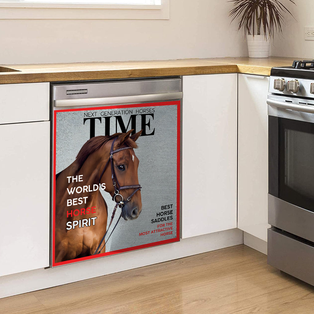 Couvertures de magazines - Housse de lave-vaisselle personnalisée avec motif cheval