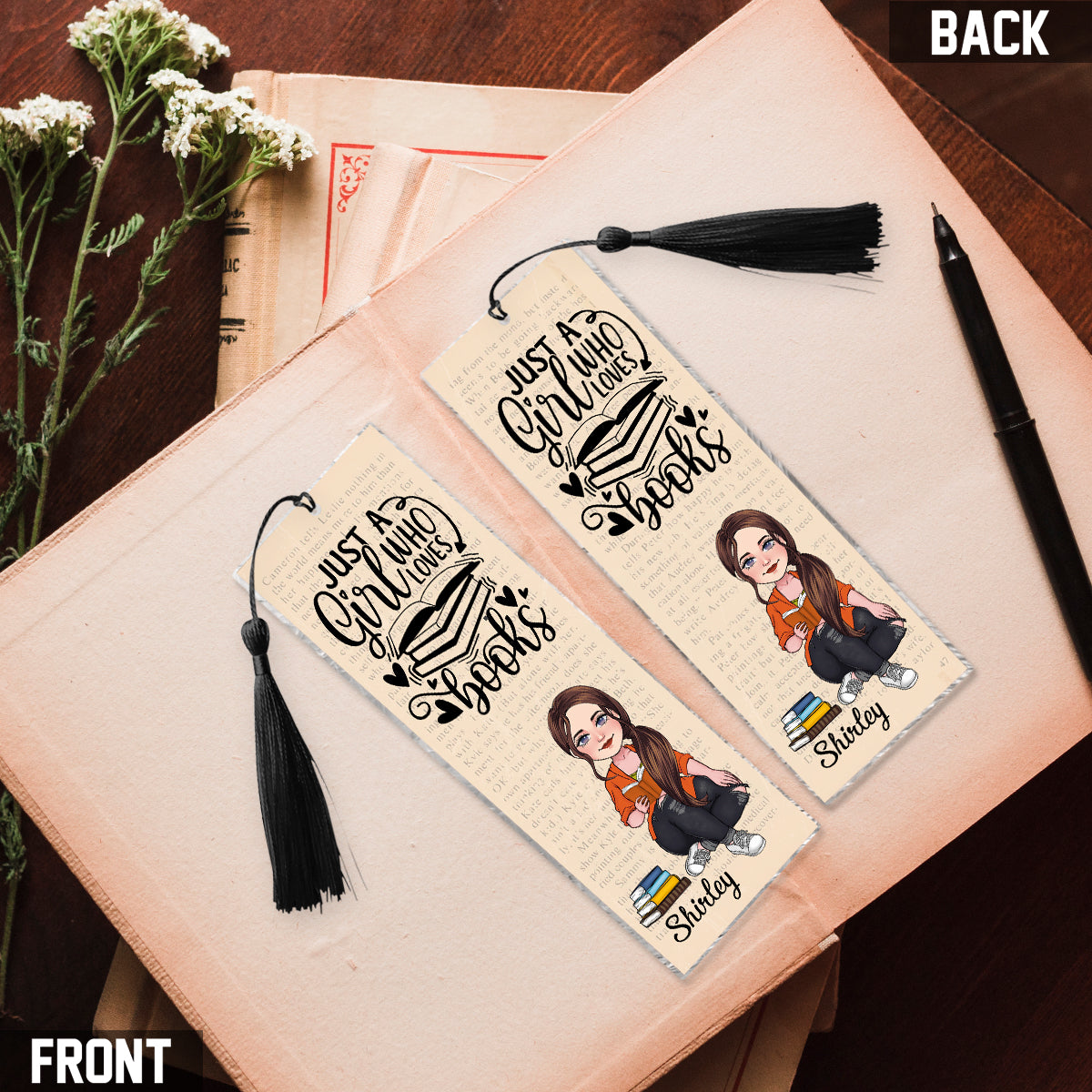 Juste une fille qui aime les livres - Marque-page personnalisé (Imprimé recto verso)