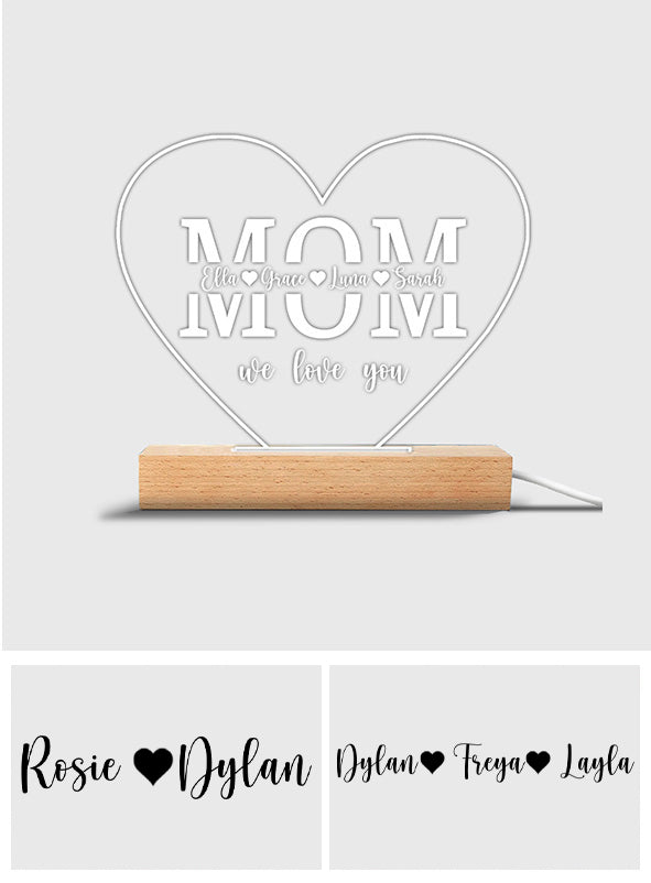 Love Mom - Personalized Mother Shaped Plaque Light Base