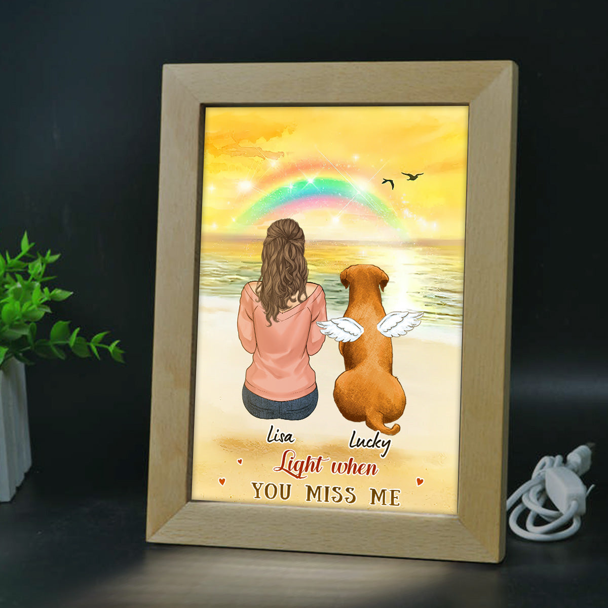 Lumière quand tu me manques - Cadre photo lumineux personnalisé pour chat