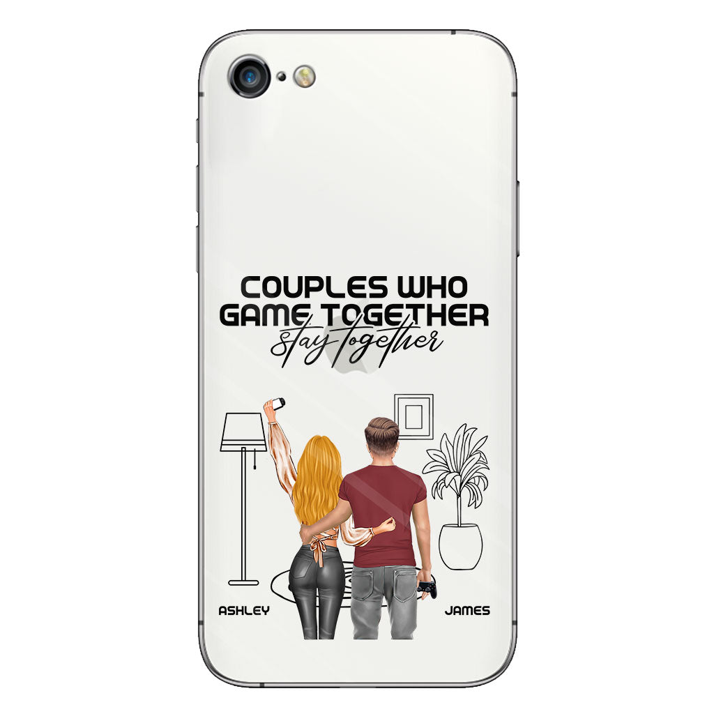 Les couples qui jouent ensemble restent ensemble - Coque de téléphone transparente personnalisée pour jeux vidéo