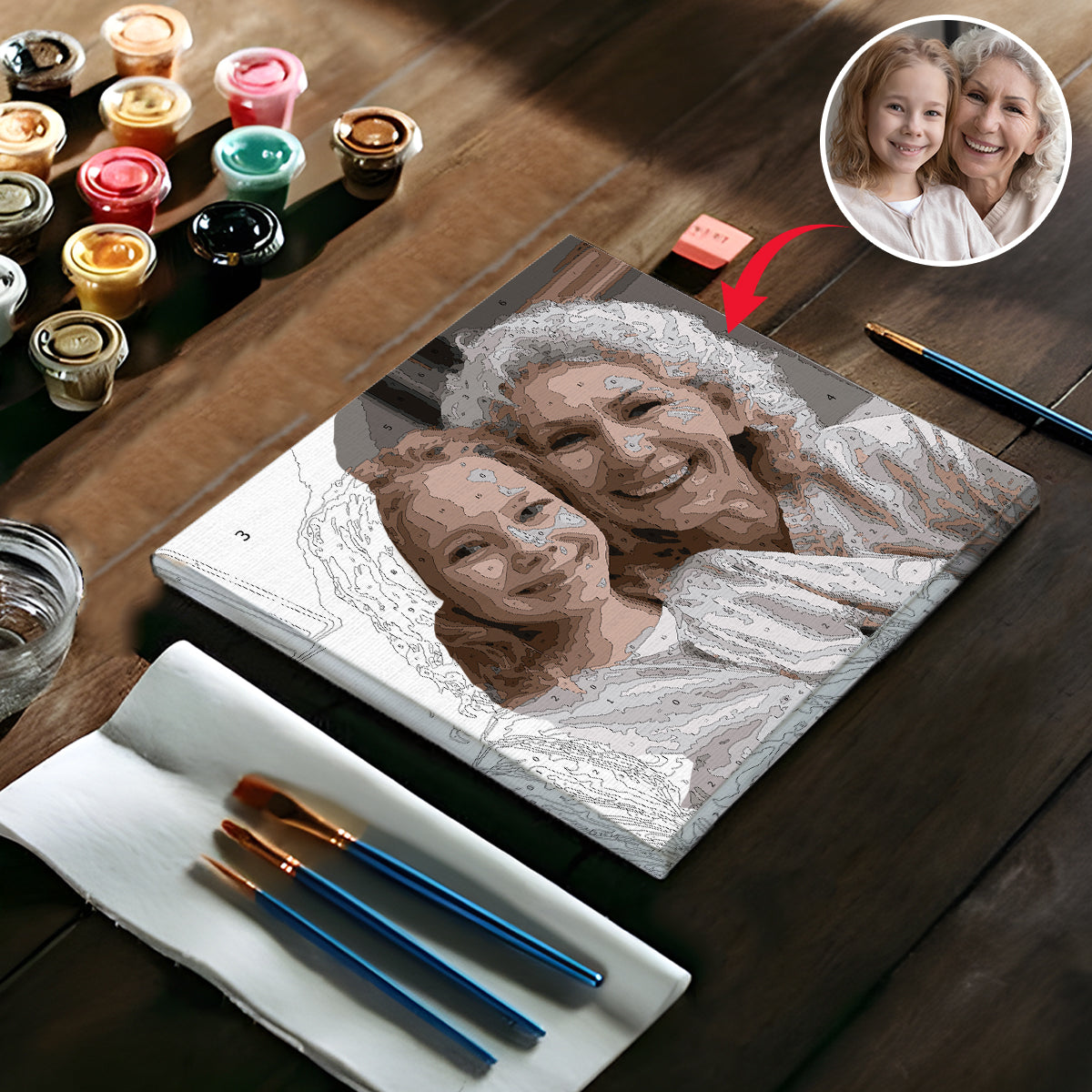 Benutzerdefiniertes Foto – Personalisiertes Malen-nach-Zahlen-Set für Oma