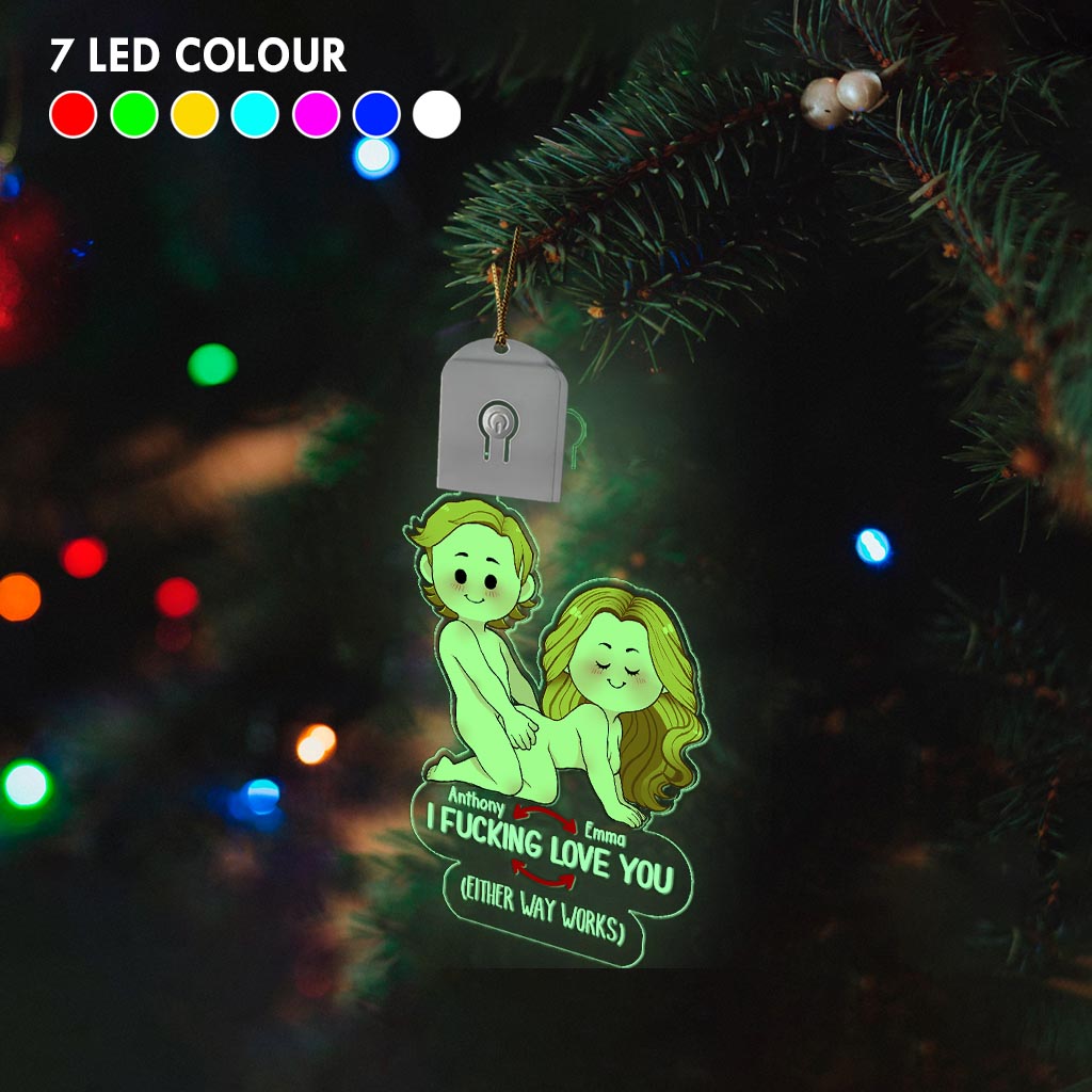 I Love You - Personalized Couple Shaped Led Acrylic Ornament