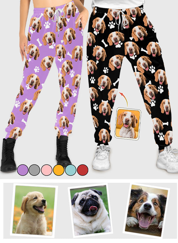 Pantalon de survêtement unisexe personnalisé avec photo d'animal de compagnie - Cadeau pour les amoureux des chiens - Pantalon de survêtement unisexe personnalisé