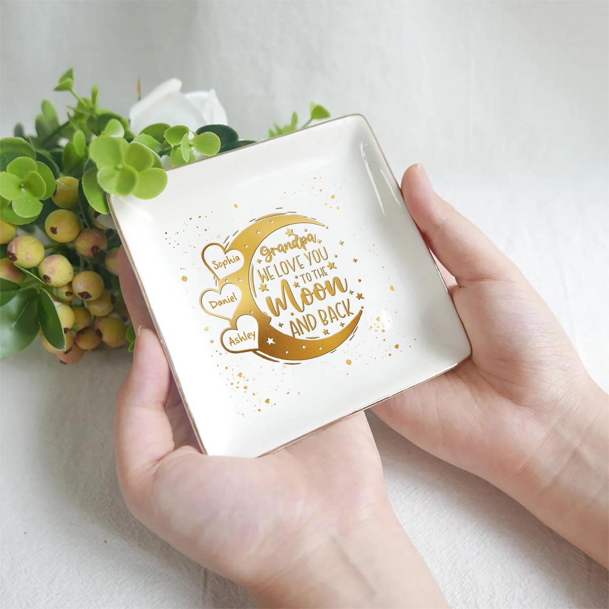 I Love You To The Moon And Back - Gift for mom, grandma, grandpa, uncle, aunt, dad - Personalized Jewelry Dish