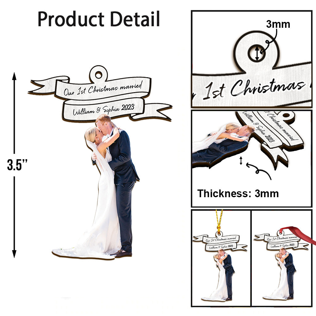 Our First Christmas Married - Personalized Husband And Wife Ornament