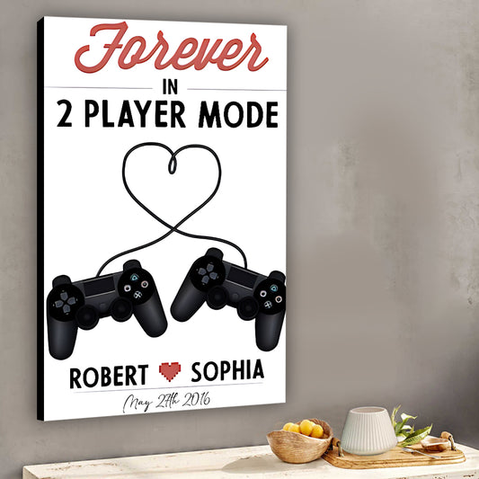 2 Player Mode - Personalized Video Game Canvas And Poster